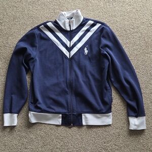 Ralph Lauren Navy and White Zip-Up Sweater